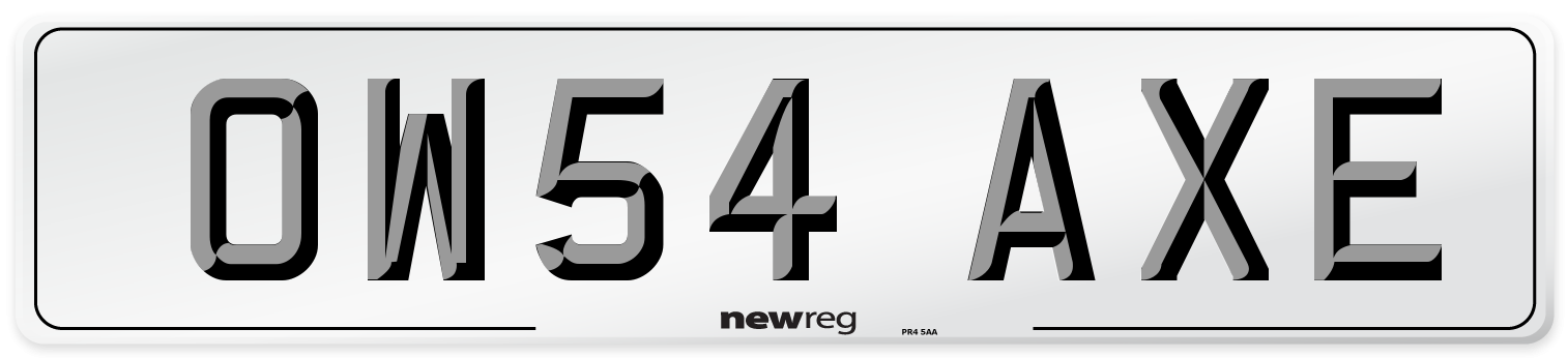 OW54 AXE Number Plate from New Reg